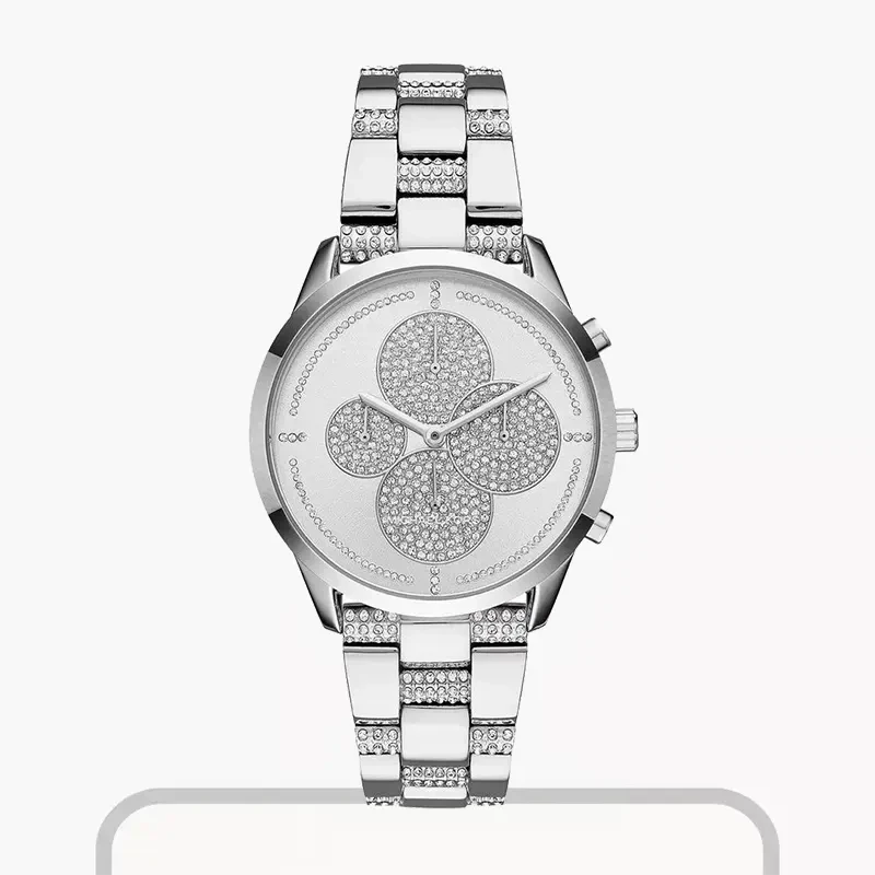 Michael Kors Slater Crystal Pave Silver Dial Ladies Watch- MK6552